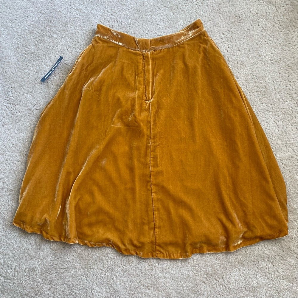 ModCloth Mustard Velvet A-Line Skirt - Picture 9 of 9
